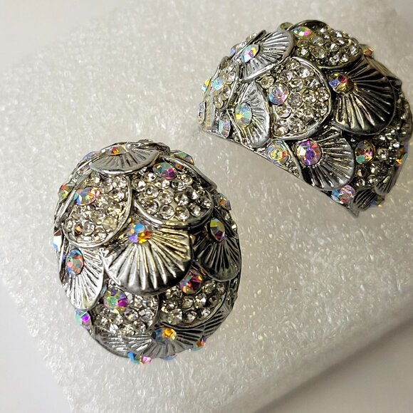 Silver Earrings with Aurora Borealis crystals - Picture 6 of 13